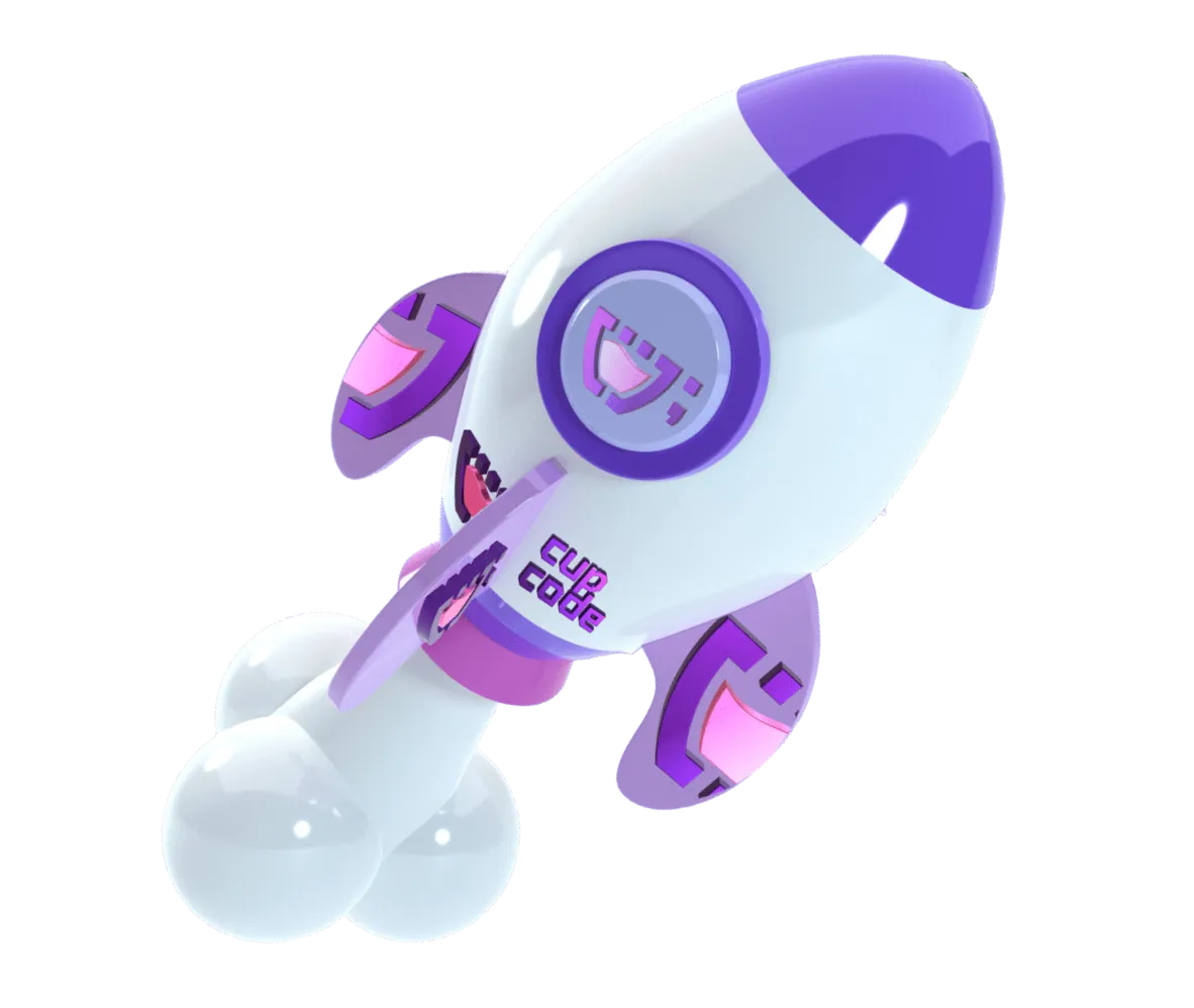 Foguete decolando da Cupcode